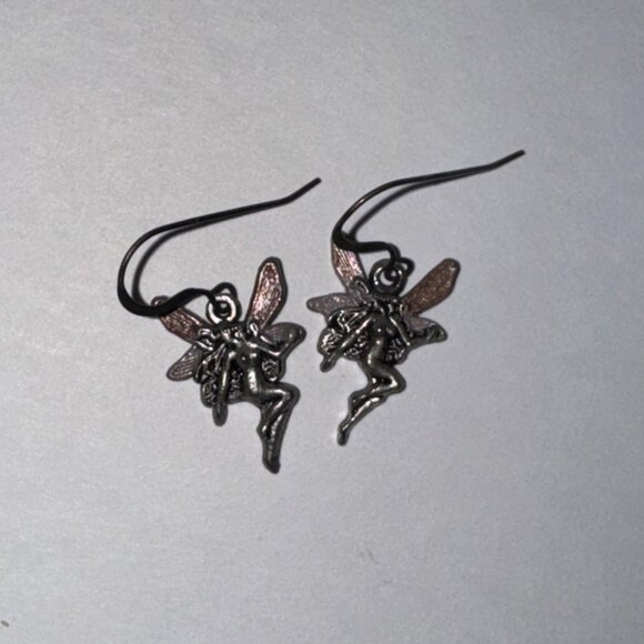 Painted Wing, Fairy Dangle Earrings - Picture 6 of 7